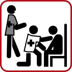 Piktogramm rot Notfalldolmetscher